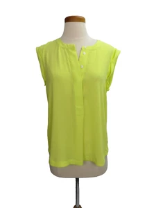 J Crew Blouse Yellow Size 6 Sleeveless Buttons High Low Placket Polyester - Picture 1 of 5