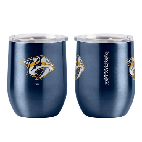 Nashville Predators 16oz Curved Stainless Steel Travel Tumbler [NEW] Mug Glass Cover