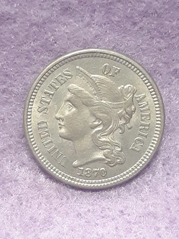 1870 ~ THREE CENT NICKEL ~ CH BU Cover