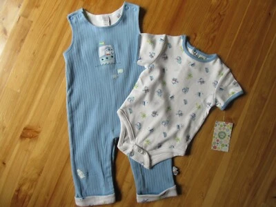 Little Me 9M Boy's 2 Piece Jolly Roger Playtime snap CoverallSnap Tee NWT CUTE! - Image 1 of 3