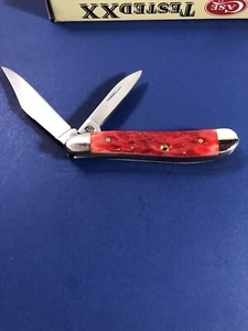 NEW W.R. Case & Sons Cutlery Company Peach Seed Peanut Dark Red Bone Knife - Picture 1 of 13