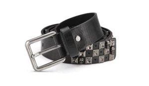 SOLID BIKER DESIGNER SPIKE SKULL STUDS BELT UNISEX 5037-35 - Picture 1 of 3