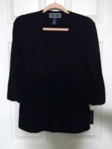 Maglione Karen Scott donna taglia XL scollo a V manica 3/4 acrilico Luxsoft nero nuovo con etichette - Foto 1 di 4