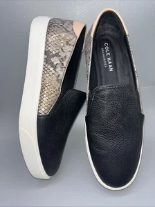 Cole Haan Womens GrandPro Spectator Slip On Shoe Size 8 Black Snakeskin Sneaker - Picture 1 of 11
