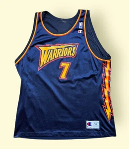 Golden State Warriors Antwon Jamison Jersey Champion Vtg Rookie Rare #7 Size 52 - Picture 1 of 6