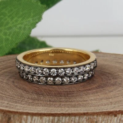 CZ Eternity Ring, Dainty Eternity Ring, CZ Wedding Band, Gold Stacking Ring - Image 1 of 4