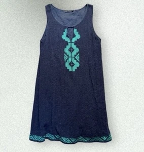 THML Damen Pullover Etuikleid Small dunkelblau bestickt Tribal ärmellos - Bild 1 von 5