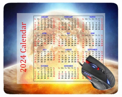 2024 Calendar Mouse Pad with Holidays,Begonia Red Rectangle Gaming Mouse Pads - Image 1 of 4