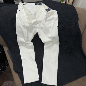Hollister Men's Size W 34 x L 32" Skinny Jeans Distressed Holes White ClassicNEW