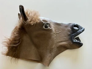 Horse Head Mask Masquerade Latex Hair Mane Costume Cosplay Halloween Party - Picture 1 of 5