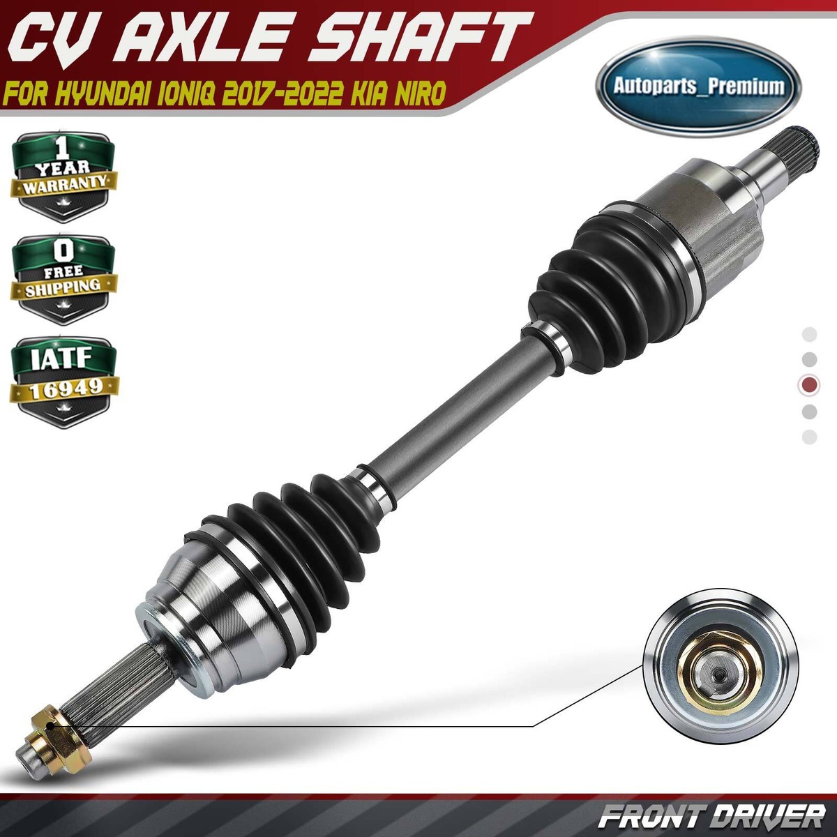 A-Premium Front Left CV Axle Shaft Assembly - Fits 2017-2021 Kia Niro & 2017-2022 Hyundai Ioniq 1.6L - View #3