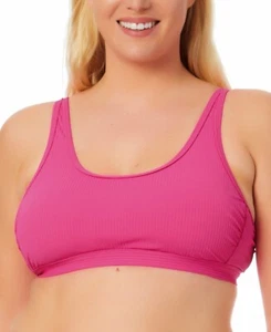 California Waves Plus Size Ribbed Bikini Top Fuchsia Sizzle Size 3 (22/24) - Picture 1 of 3