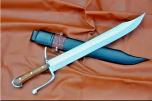 24 HANDGEFERTIGTES VOLLTON KOHLENSTOFFSTAHL GUSTUV MESSER HISTORISCHES SCHWERT MIT SCHÜLLE - Bild 1 von 5