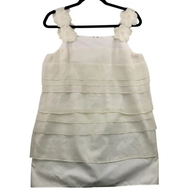 Vestido Charles Chang-Lima Seda Marfil Sin Mangas En Niveles Correas Florales Talla 4 EE. UU. Foto 1 de 4