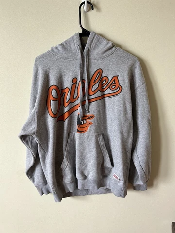 Baltimore Orioles Team Name Hoodie Sweatshirt Grey - MLB Unisex SZ Large Cover
