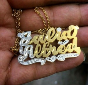 Double Name Plate Necklace for sale | eBay