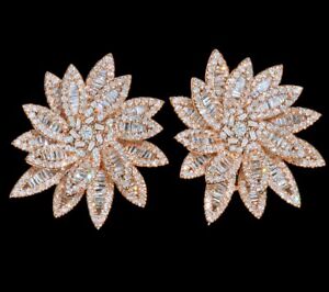 5Ct Natural Diamond 14K Rose Gold Cluster Earrings EWG220R-14-24