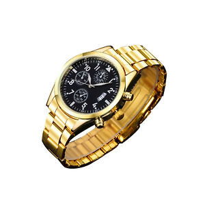 Men's Fashion Calendar Quartz Watch Stainless Steel Band Multifunctional Watch