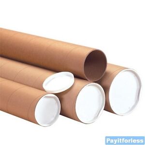 5 cardboard tubes with lid plastic postal consignments alt50x5cm Diameter White