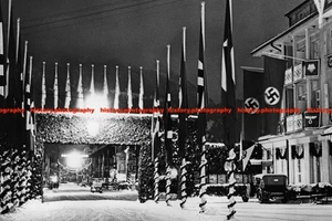 F022545 Garmisch Partenkirchen station Flags of Nazi Germany Winter Olympic1936 - Picture 1 of 3