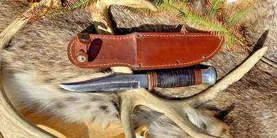 Vintage Wade & Butcher Sheffield England Hunting Knife W/Sheath - Image 1 of 4