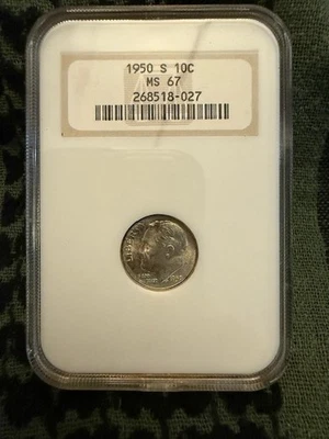 1950-S Roosevelt Dime 10c NGC MS67 Key Date - Image 1 of 2