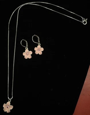Lady's 925 Sterling Silver Necklace and Earrings Set~7.3g - Image 1 of 4