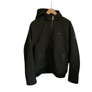 XL Black Tommy Hilfiger Zip Front Softshell Hooded Coat - Picture 1 of 13