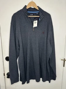 New CHAPS Men's (Size 3XLT) Solid Gray 1/4 Zip Sweater Cotton Shirt Sweatshirt - Picture 1 of 5