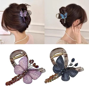 Embroidered Butterfly Claw Clip Exquisite Headwear Wedding - Picture 1 of 16