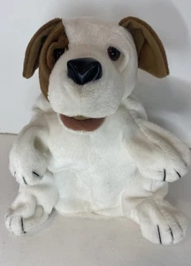 Folkmanis Small Dog Plush Hand Puppet Toy White Brown Spots Cute Soft Realistic - Picture 1 of 6