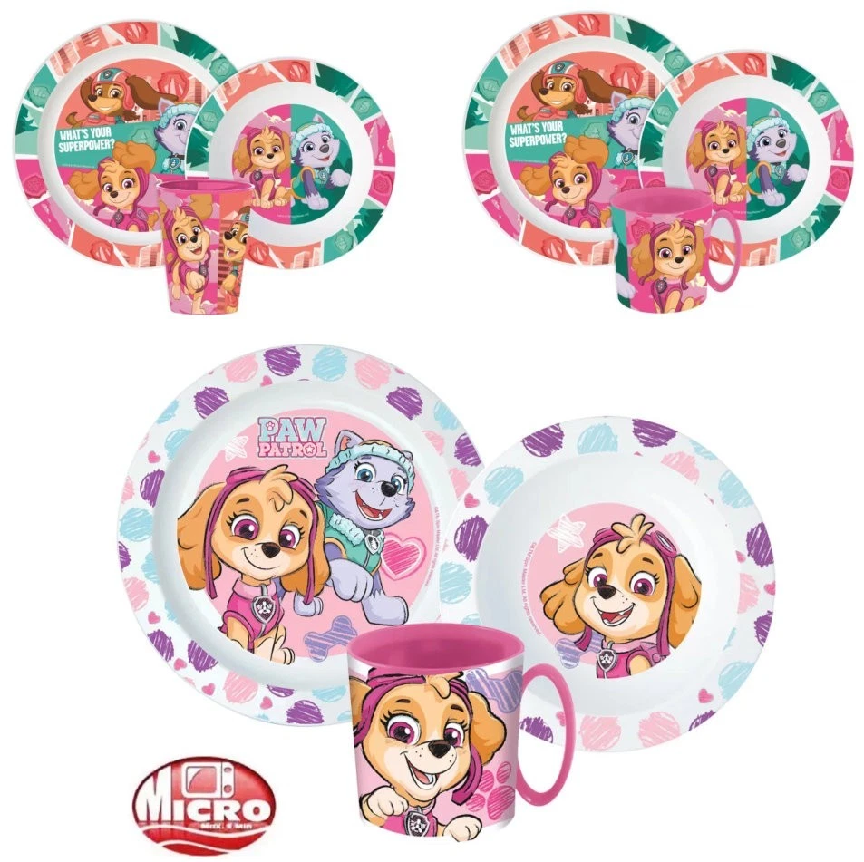 PAW Patrol Kindergeschirr Set 3 tlg. Frühstücksset Geschirrset Mikrowelle - Bild 1 von 1