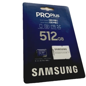 Samsung PRO PLUS microSD card 180MBs U3, V30, A2, & adapter 512GB sent from UK - Photo 1 sur 2