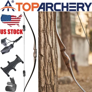 20-70LBS 54" Handmade Wooden Longbow RH Traditional Archery Recurve Bow Hunting - Picture 1 of 12