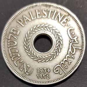 Palestine 20 Mils British Mandate Coin. Year 1934. very fine A Key Date Coin