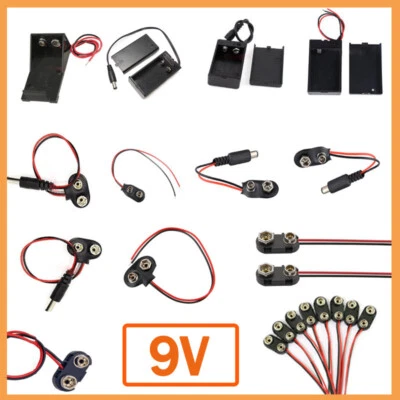 9 Volt Battery Holder Battery Snap Clip Snap On Connector Cable Lead 6.5/10/15cm - Image 1 of 4