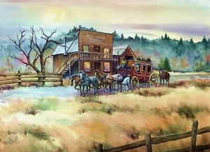 ACEO, ATC Limited Ed. DRY CREEK STAGECOACH by Sharon Sharpe!! - Picture 1 of 1