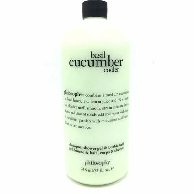 PHILOSOPHY BASIL CUCUMBER COOLER SHAMPOO BUBBLE BATH SHOWER GEL 32 OZ