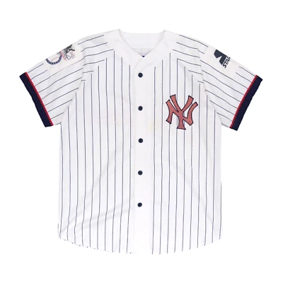 Camiseta deportiva de béisbol vintage de los New York Yankees con guión a rayas medianas MLB Foto 1 de 4