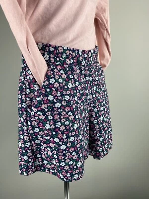 Janie & Jack Girl Navy Multicolor Floral Shorts Dressy Side Zip Size 10 - Image 1 of 4