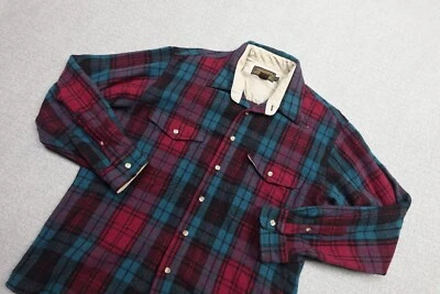 Vintage Eddie Bauer Wool Flannel Mens XL Red Plaid Shirt Outdoors Lumberjack - Image 1 of 4