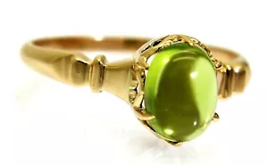 Anillo solitario de oro rosa de 18 quilates cabujón de peridoto talla O ~7 1/4 - Imagen 1 de 8