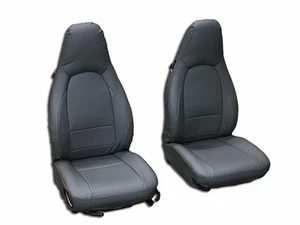 PORSCHE 911 928 944 968 CHARCOAL LEATHER-LIKE CUSTOM MADE FRONT SEAT COVER - Picture 1 of 5