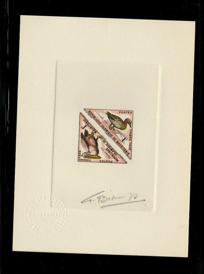 Mauritania 1963 SC# J28/J29 Multicolored Artist Die Proof Birds, Pelican, Fauna - Image 1 of 1