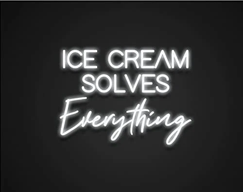 生动 LED 冰淇淋解决一切白色 24 英寸霓虹灯标志灯柔性装饰 — 第 1/1 张图片