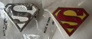 Vintage Superman Logo Locking Enamel Pin Lot Of 2 Copyright 1944 Release 89-94? - Picture 1 of 9