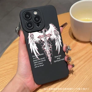For iPhone 16 Pro Max 15 14 13 12 11 8 XR XS Phone Cover Cross Angel Wings Case - Picture 1 of 8