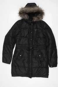 H&M Womens Black Parka Coat Size 6 Zip - Picture 1 of 10