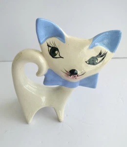 MCM Lipper Mann Mod Flat Face Blue Bowtie Kitty White Cat - Picture 1 of 11
