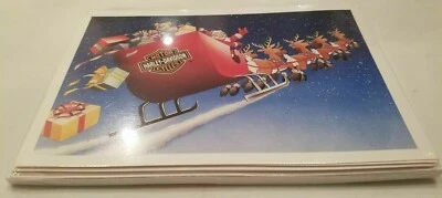 HARLEY DAVIDSON CHRISTMAS CARDS #X570 SANTA DELIVERING GIFTS HARLEY SLEIGH (10) - Image 1 of 4